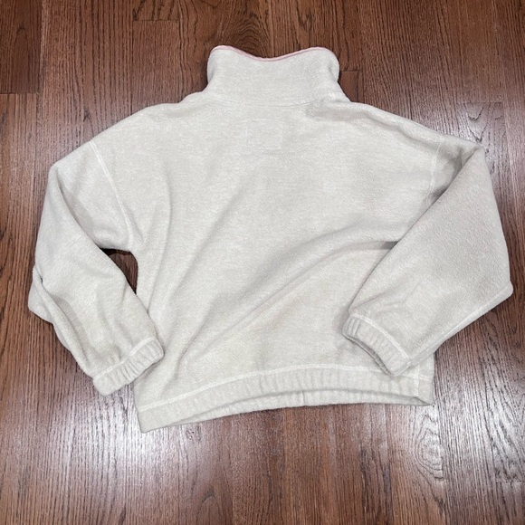 Abercrombie & Fitch Cream & Pink Sherpa Sweater comfy cute winter preppy cozy - Picture 6 of 8
